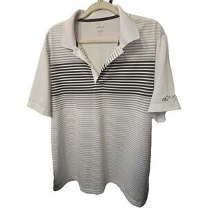 Greg Norman Attack Life Play Dry Polo Shirt XL Grey Ombre Stripe Golf